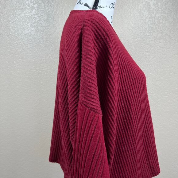 Wild fable Berry Red waffle knit crop longs leeve pullover tee size XXL college - Picture 11 of 14